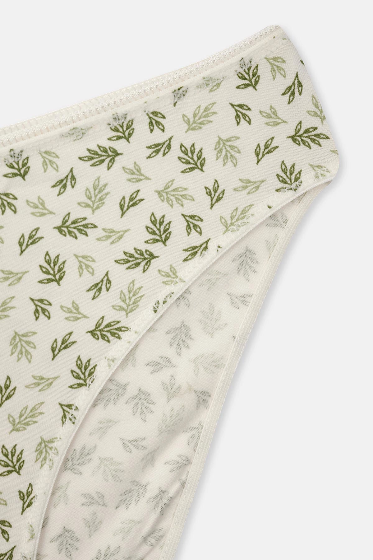 Yeşil-Ekru Kadın 3'lü Desenli Brief Külot