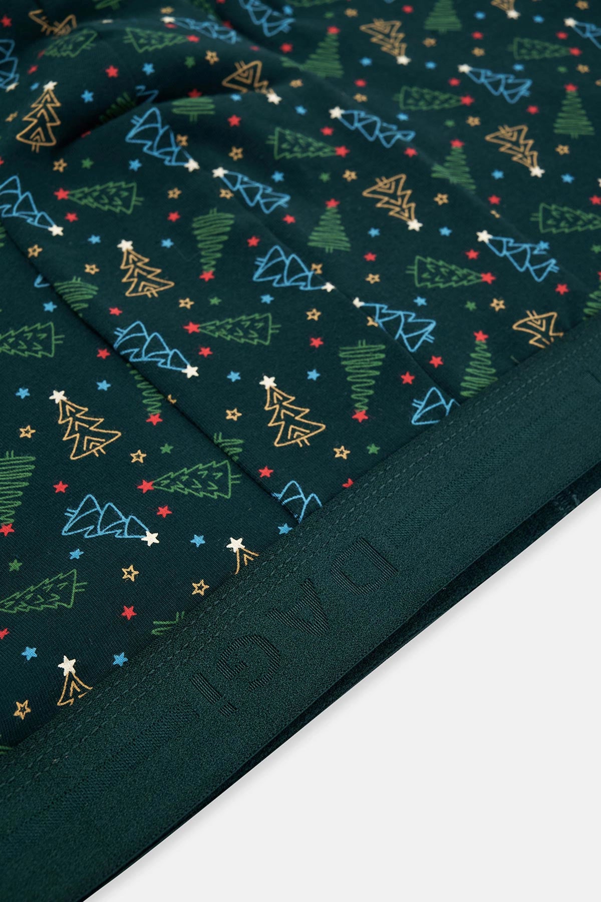 Koyu Yeşil Desenli Pamuk Boxer