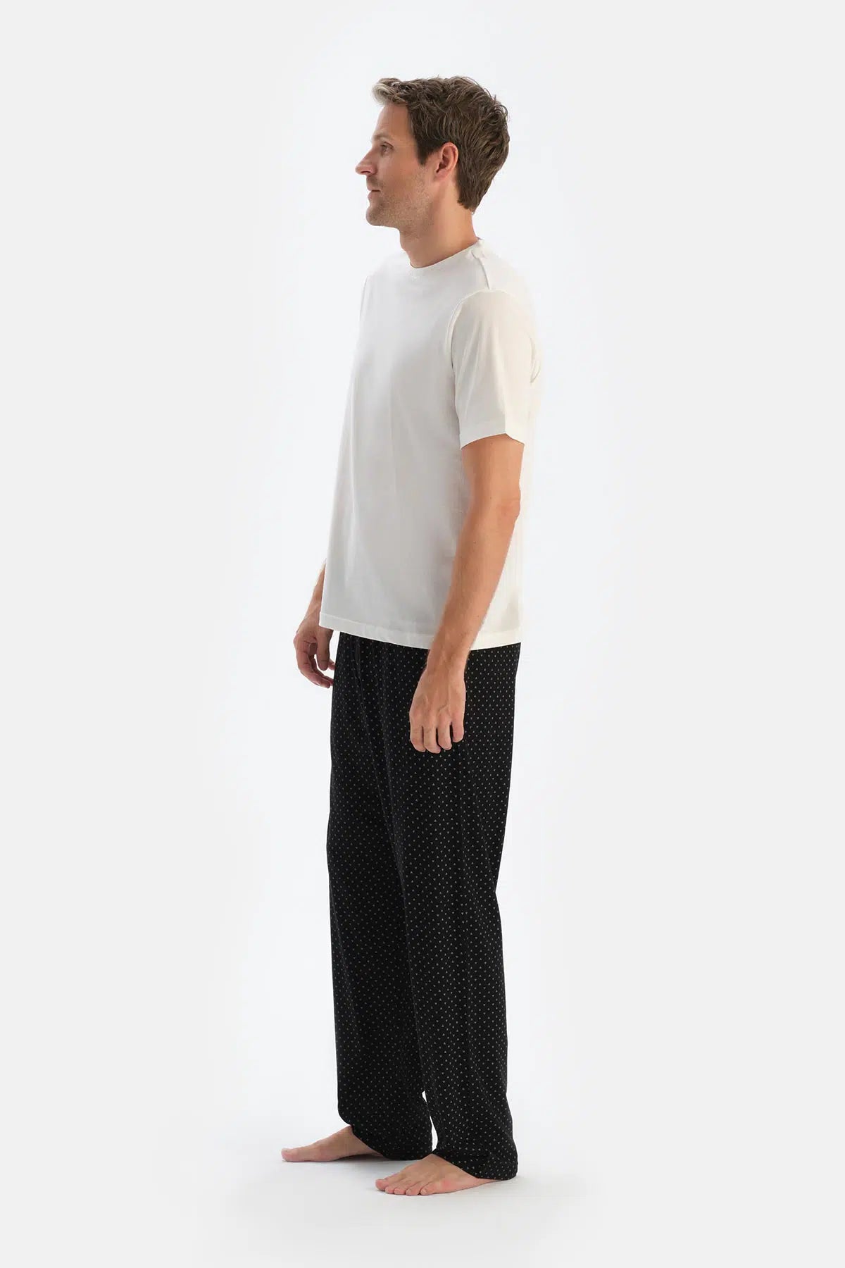 Lacivert Düz Paça Baskılı Modal Pijama Altı