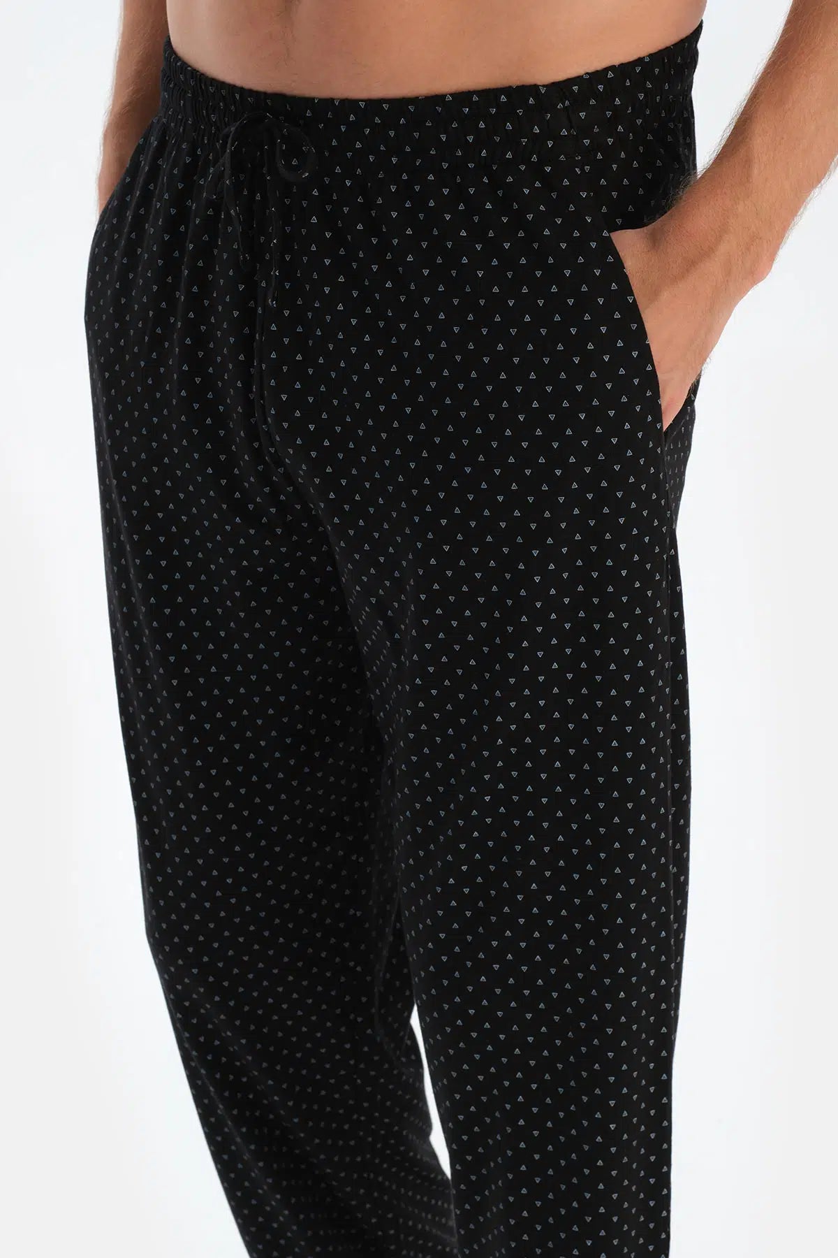 Lacivert Düz Paça Baskılı Modal Pijama Altı