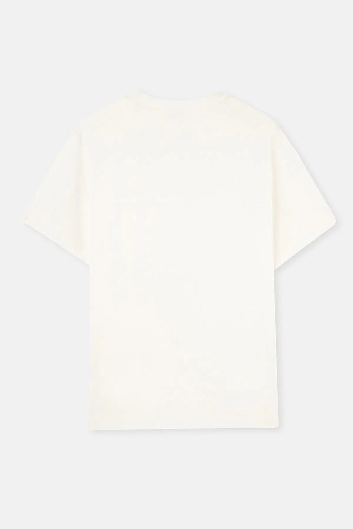 Ekru Bisiklet Yaka Kısa Kollu Süprem Tişört