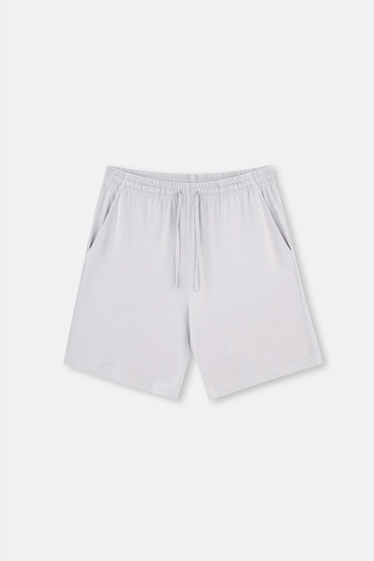 Gri-Indigo Indıgo- Pamuk Modal Ikili Örme Şort