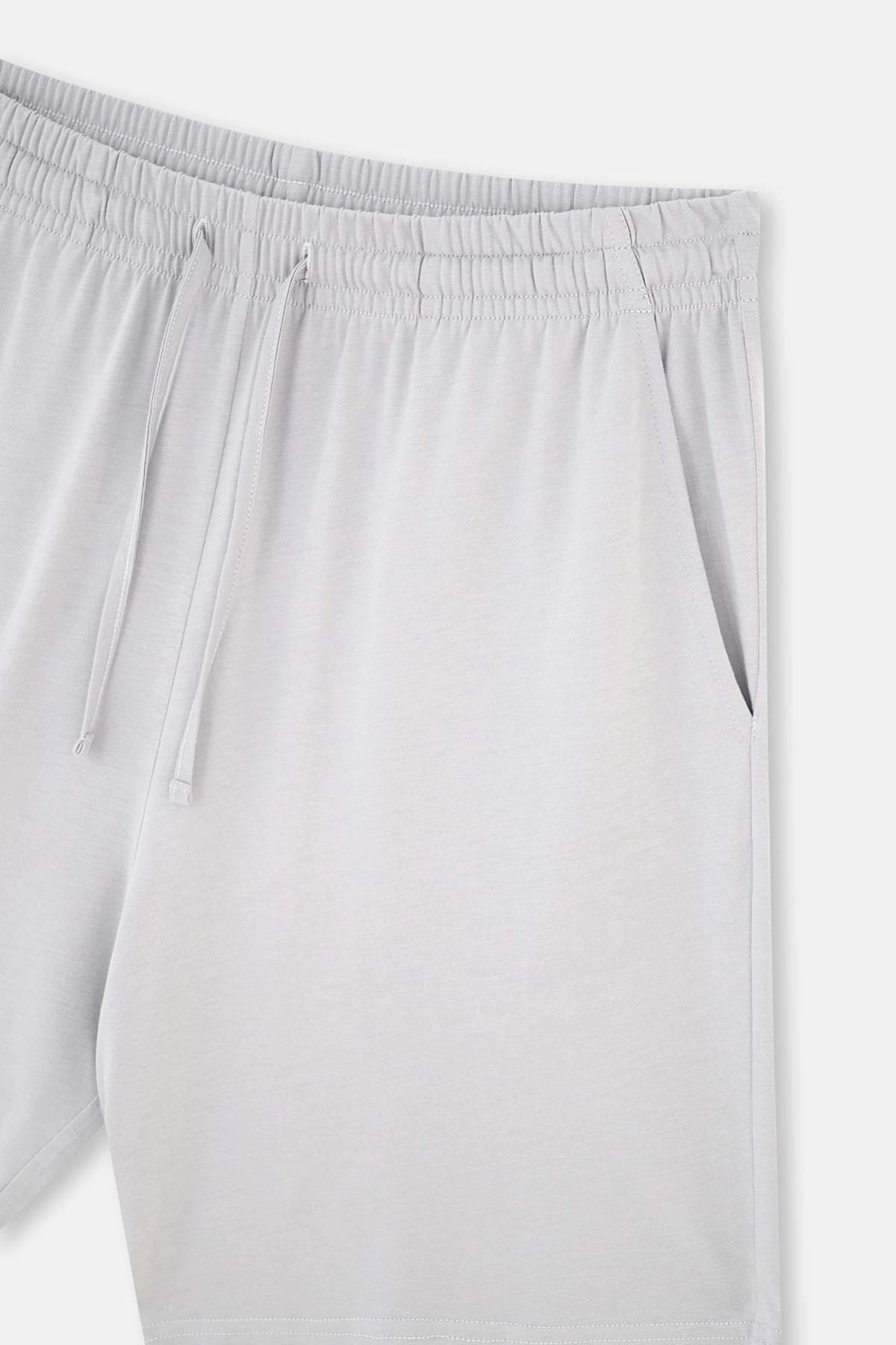 Gri-Indigo Indıgo- Pamuk Modal Ikili Örme Şort