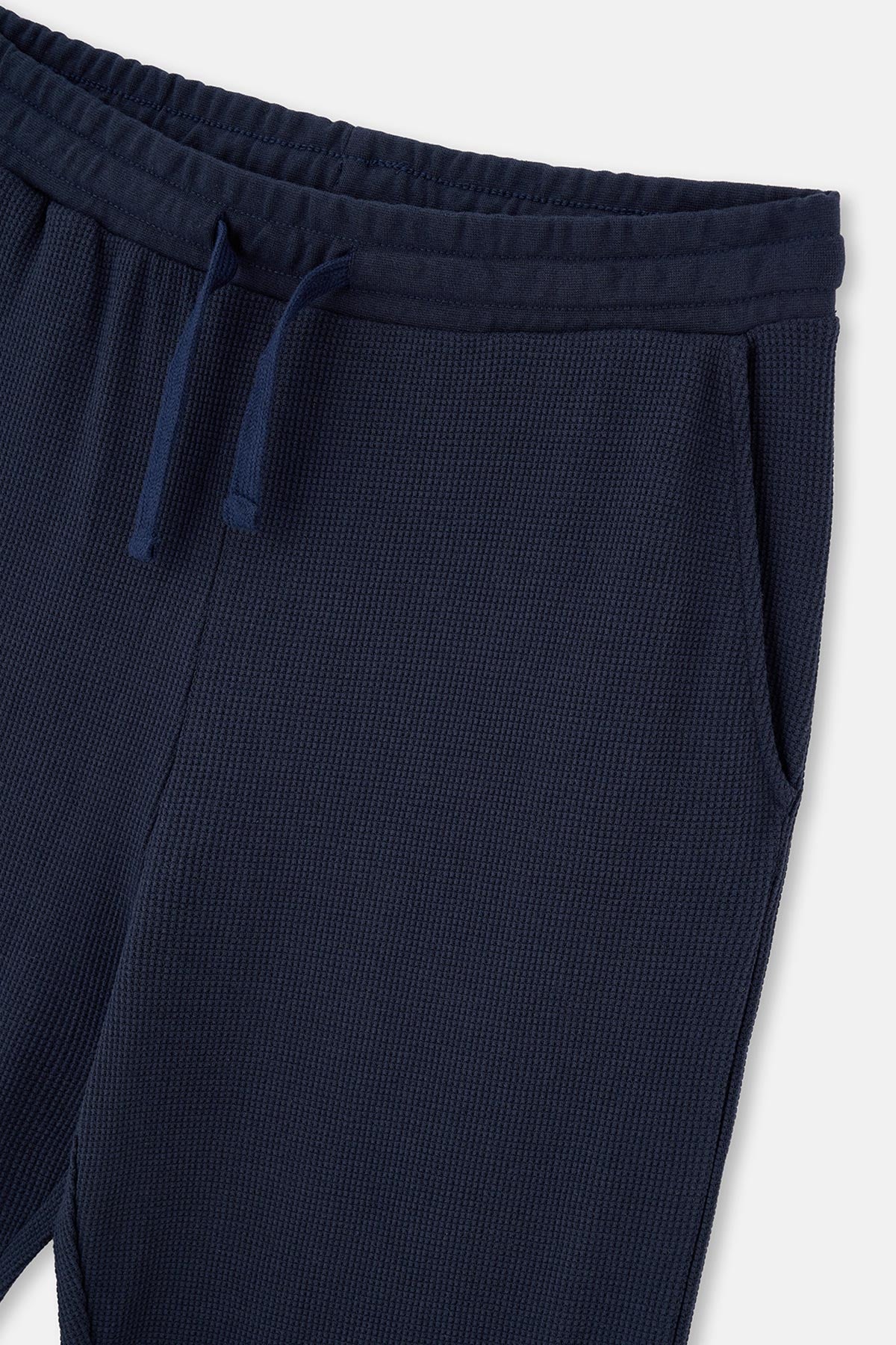 Lacivert Jogger Paça Waffle Pantolon