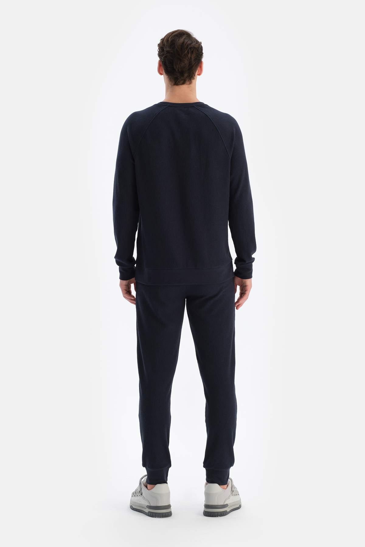 Siyah Jogger Paça Waffle Pantolon