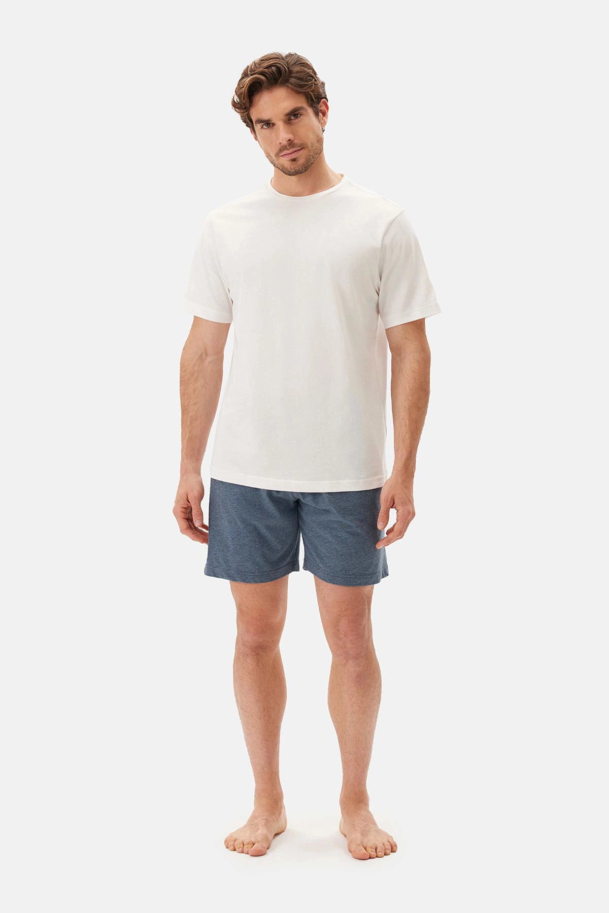 Lacivert Melanj Modal Örme Şort Pijama Altı