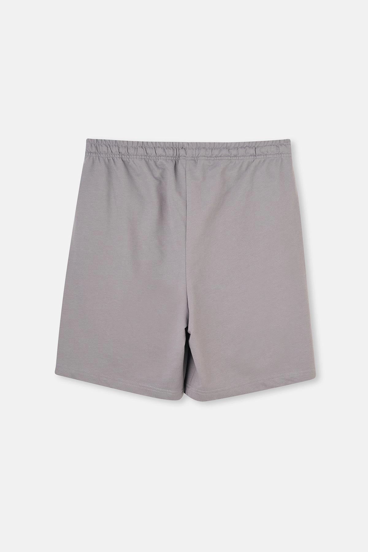 Gri Iki Iplik Cepli Şort Pijama Altı