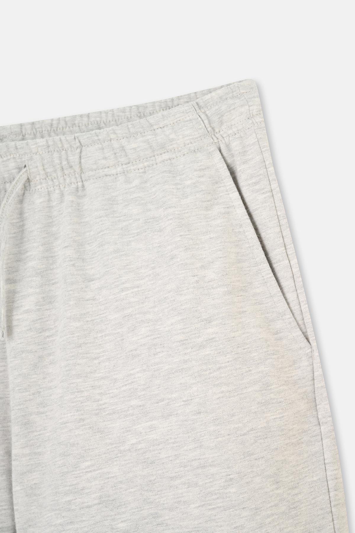 Kar Melanj Iki Iplik Cepli Şort Pijama Altı