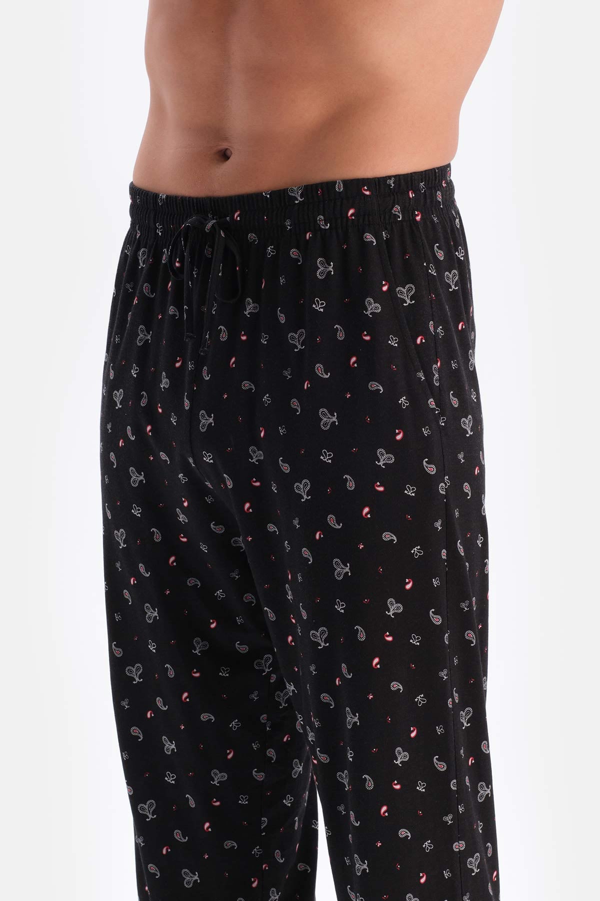 Siyah Metraj Baskılı Pamuk Modal Gömlek Pantolon Pijama Takımı