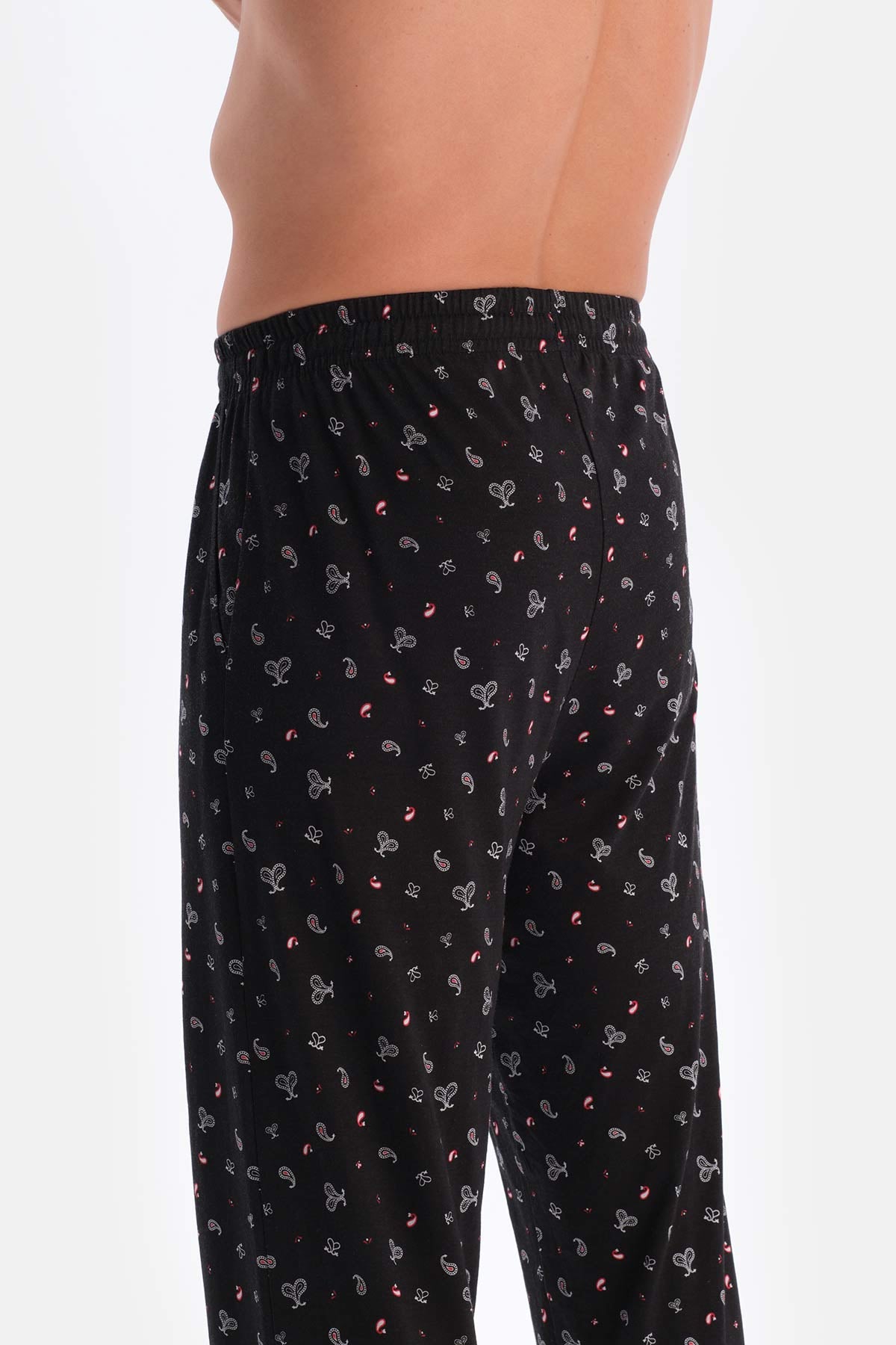 Siyah Metraj Baskılı Pamuk Modal Gömlek Pantolon Pijama Takımı