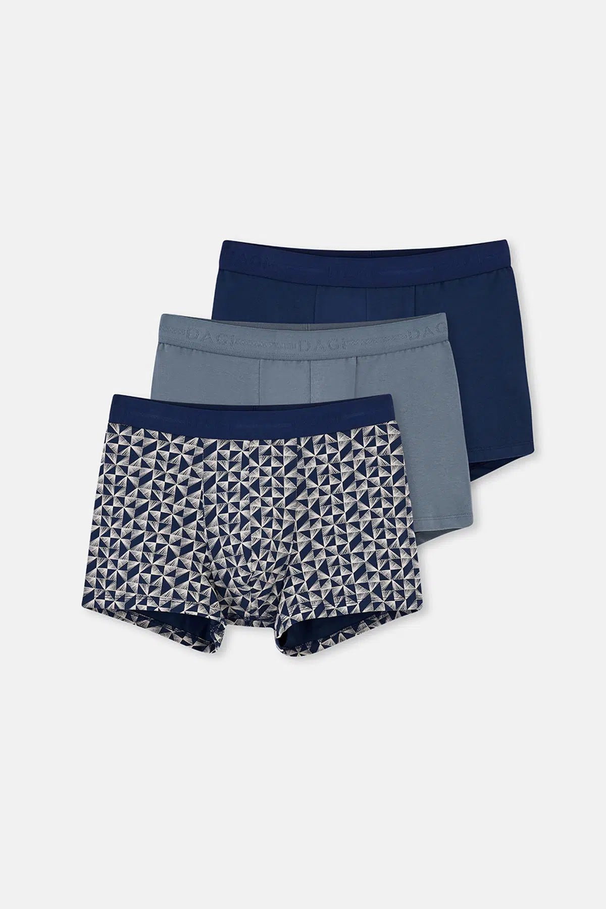 Lacivert Pamuk Desenli 3'lü Boxer