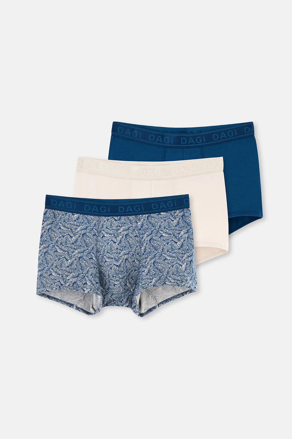 Lacivert Micro Modal Desenli 3'lü Boxer