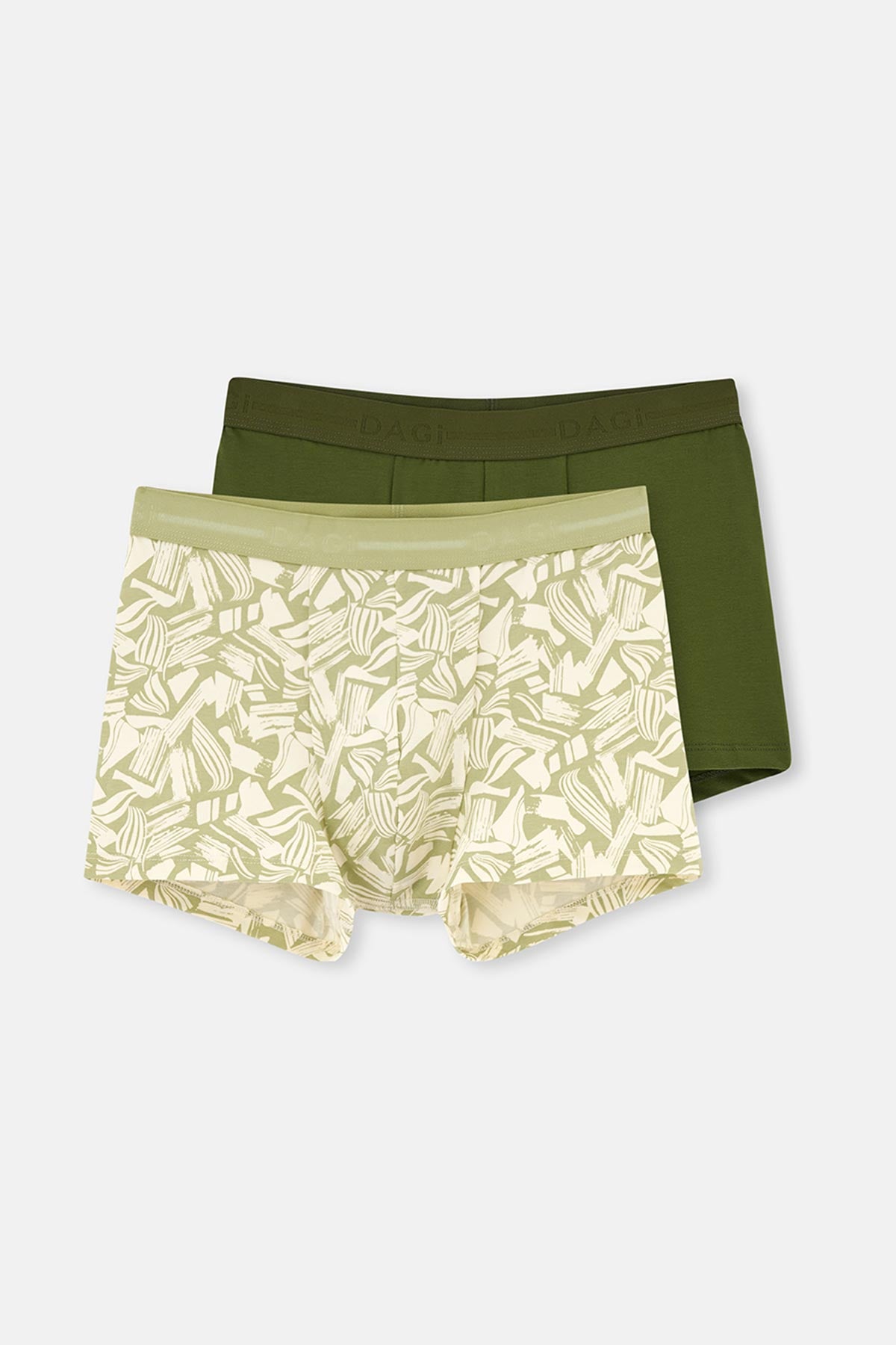 Yeşil Pamuk Desenli 2'li Boxer