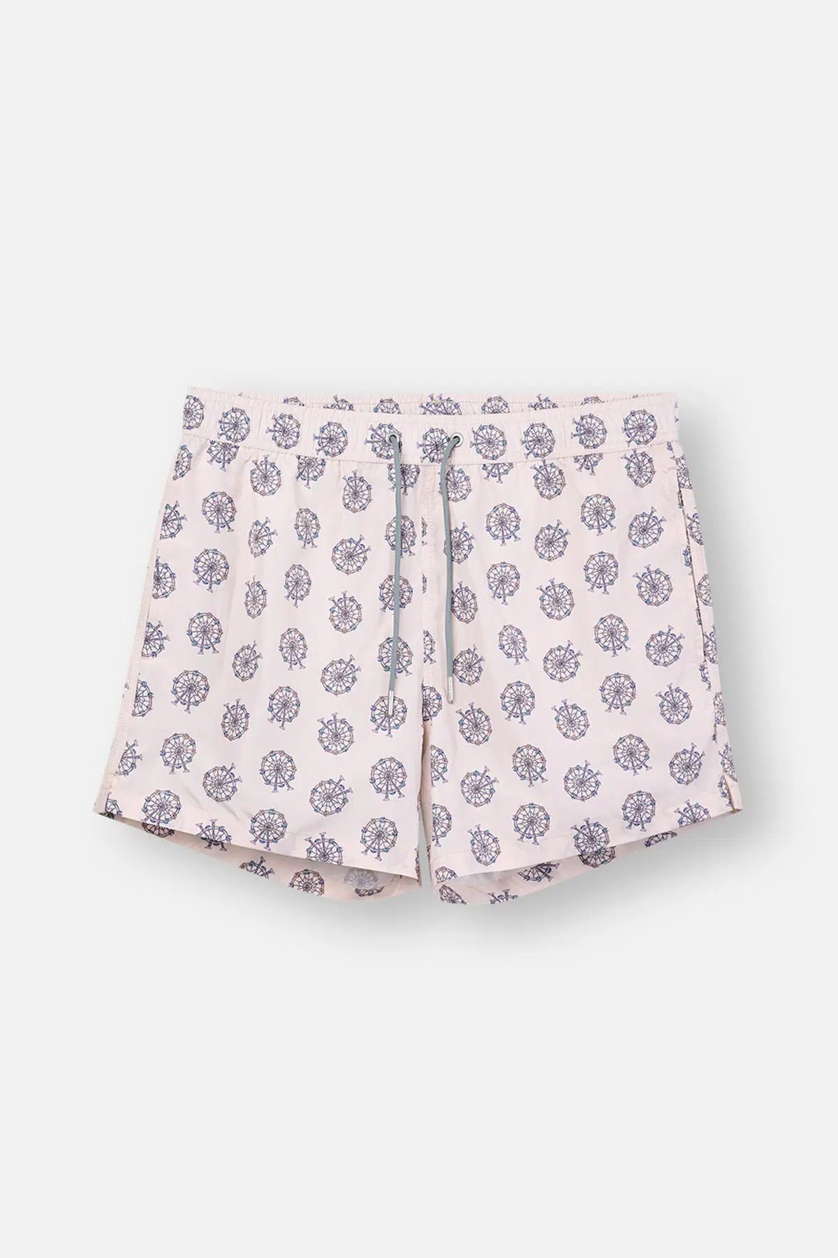 Multicolor Dönme Dolap Desenli Kısa Deniz Şortu