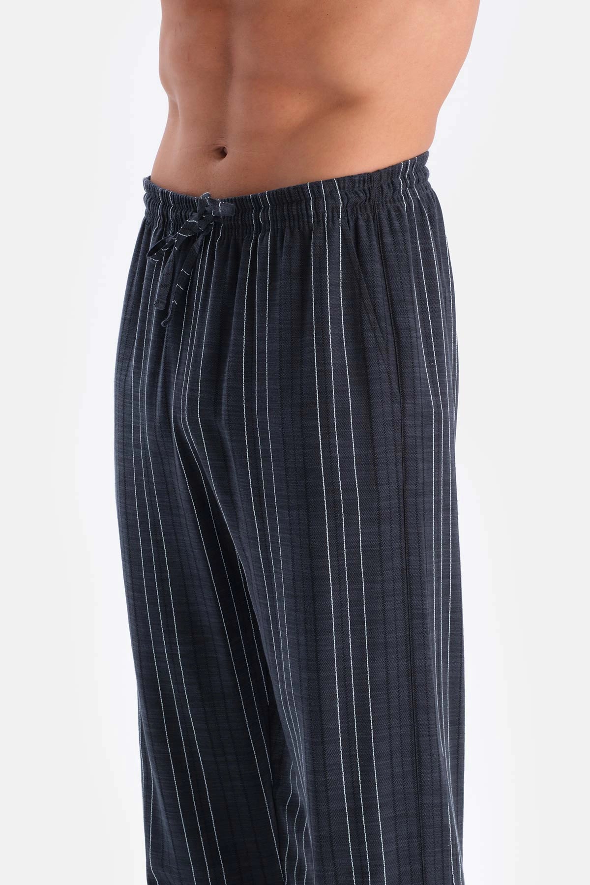 Lacivert Çizgili Dokuma Pantolon