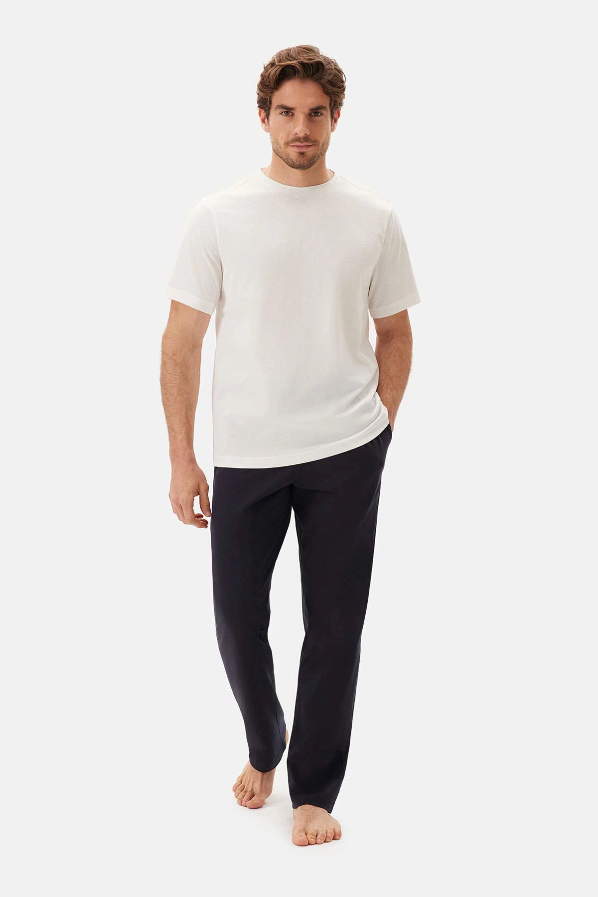 Lacivert Beli Lastikli Örme Pantolon