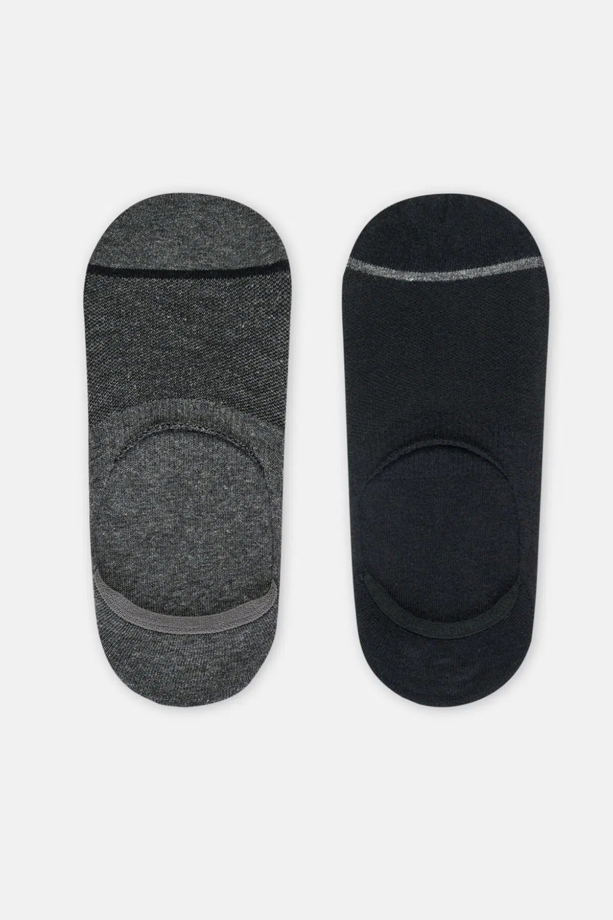 Grimelanj - Siyah Erkek 2'Li Pamuklu Jakar Desenli Görünmez Çorap