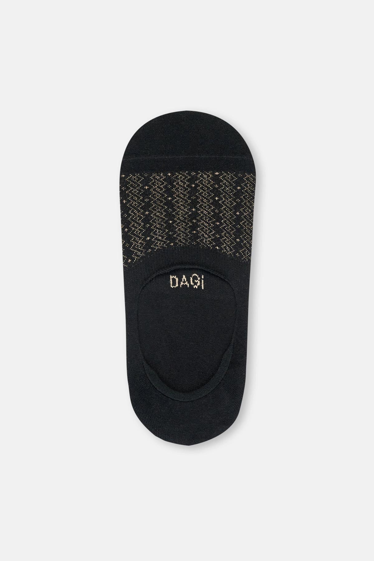 Siyah Erkek 2'Li Pamuklu Jakar Zıgzag Desenli Görünmez Çorap