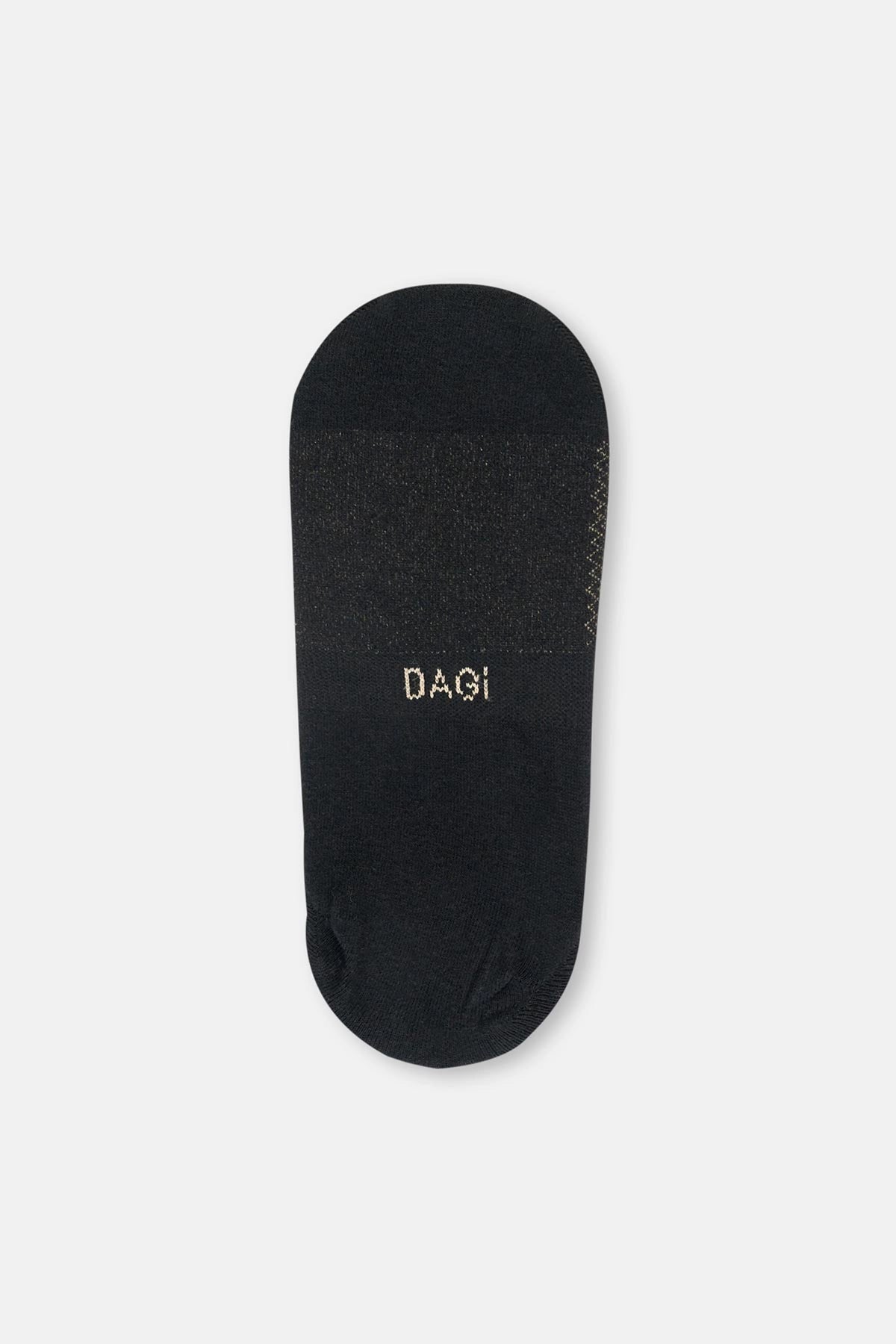 Siyah Erkek 2'Li Pamuklu Jakar Zıgzag Desenli Görünmez Çorap