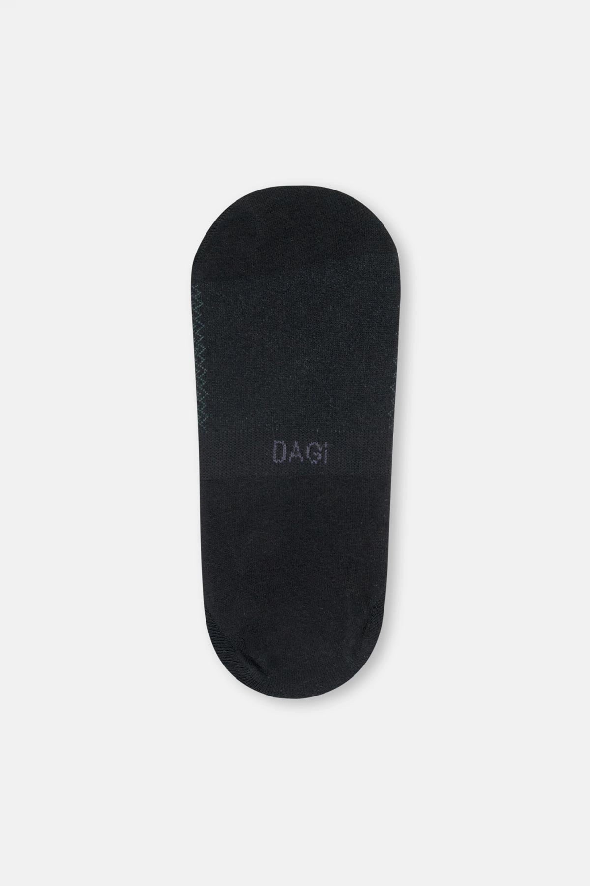 Siyah Erkek 2'Li Pamuklu Jakar Zıgzag Desenli Görünmez Çorap