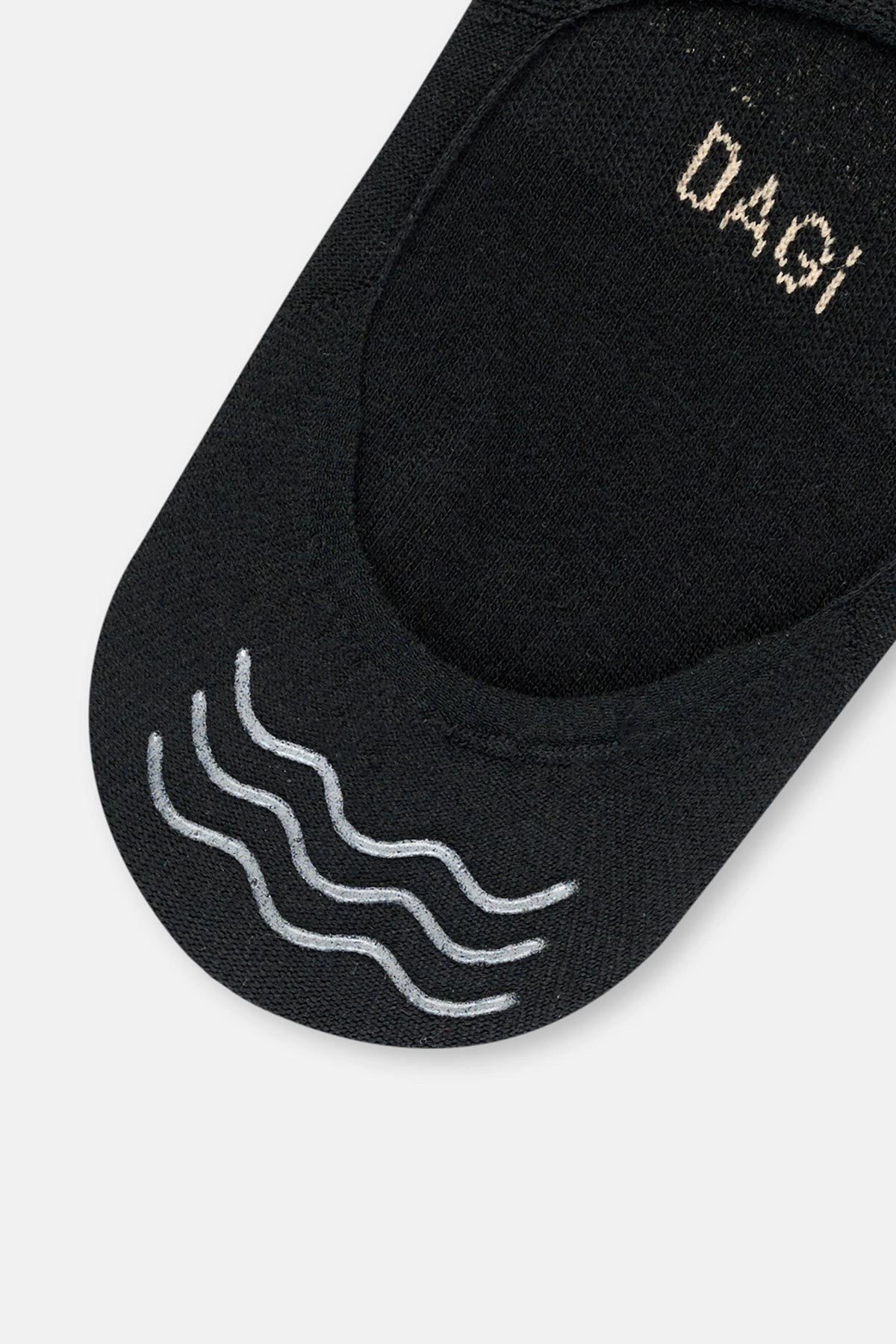 Siyah Erkek 2'Li Pamuklu Jakar Zıgzag Desenli Görünmez Çorap