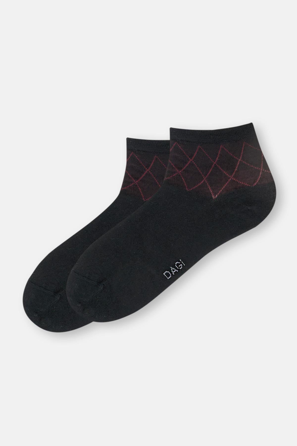 Siyah Erkek 2'Li Bambu Baklava Desen Quarter Çorap