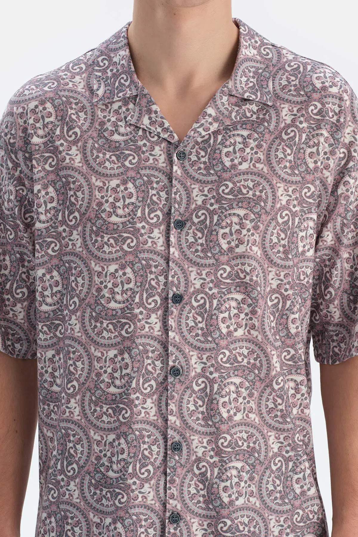 Multicolor Gömlek Yaka Kısa Kollu Desenli Modal Pijama Takımı