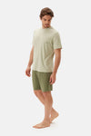 Açık Yeşil Bis Yaka Tişört Şort Pijama Takımı
