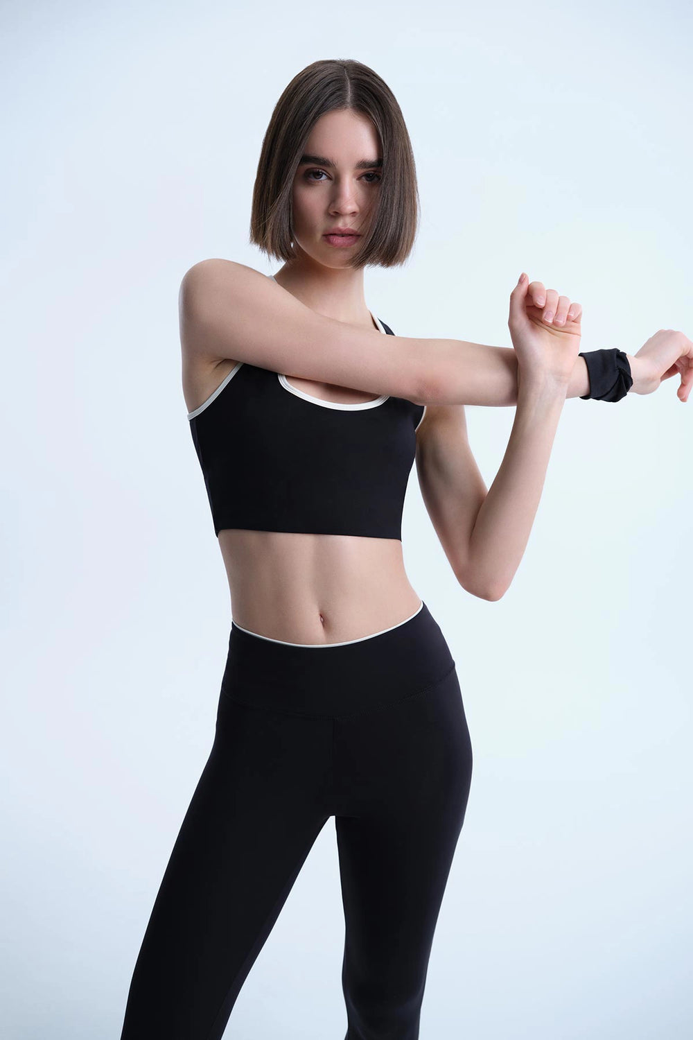 Siyah Dagi Active Kadın Bel Biye Detaylı Tayt