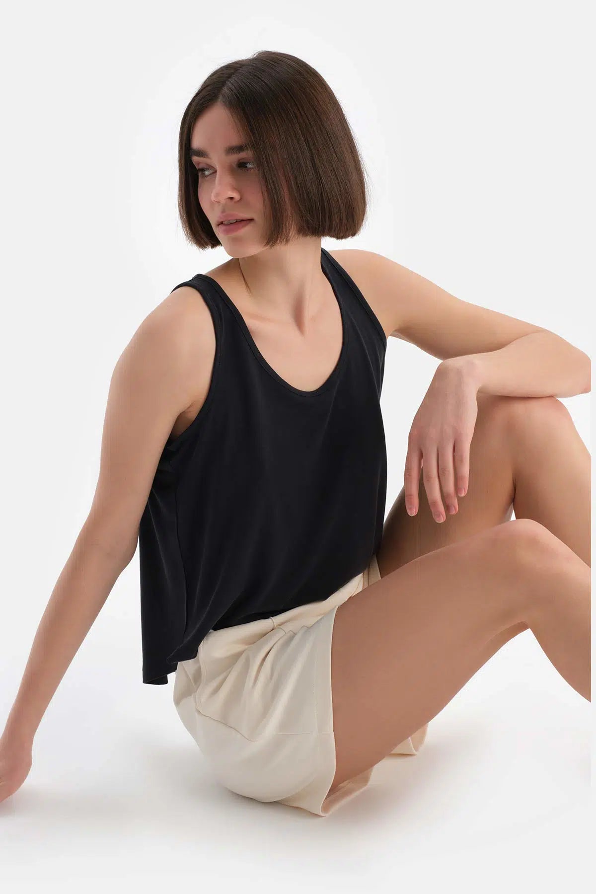 Ekru Dagi Active Kadın Modal Nervürlü Şort