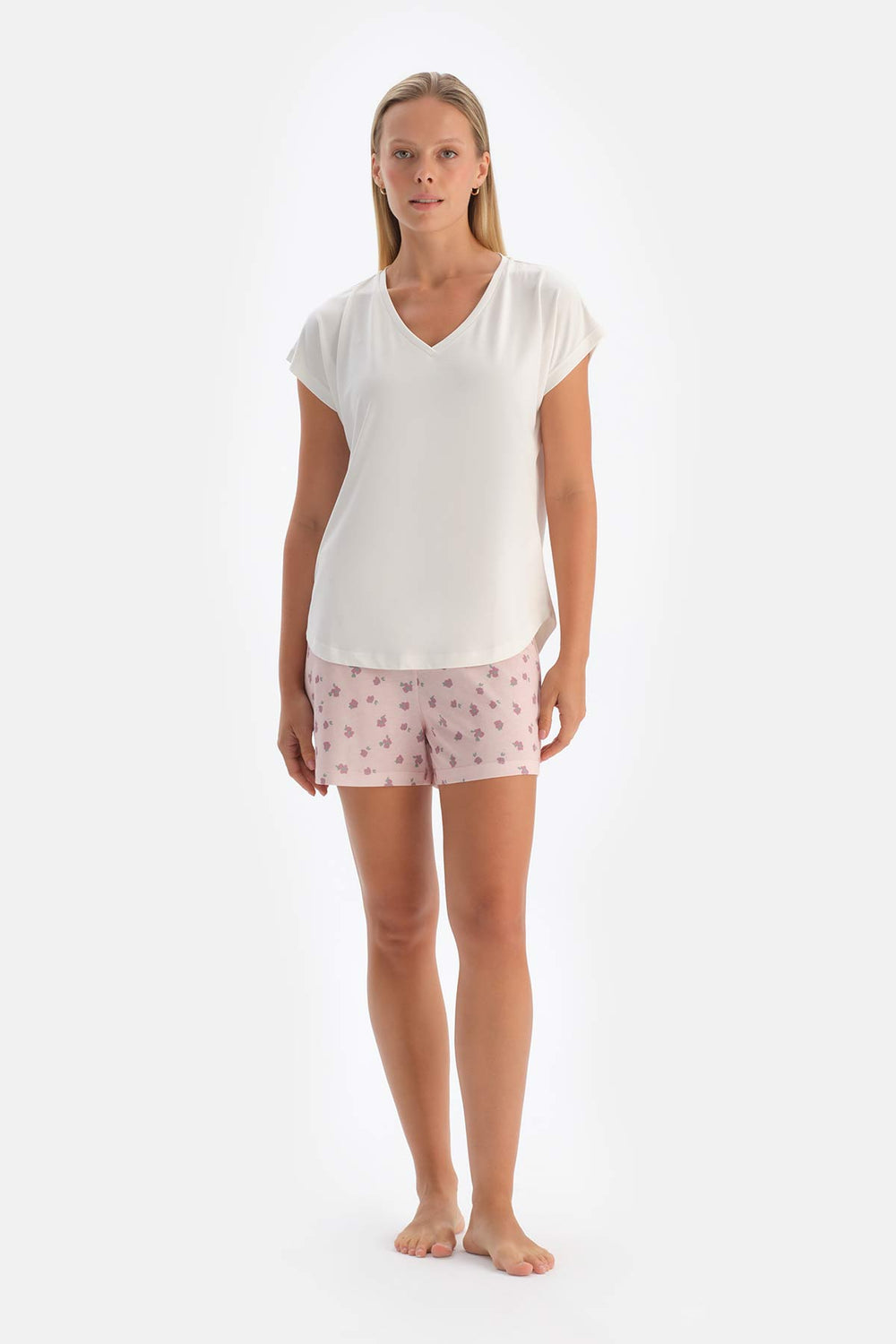 Açık Pembe 2'li Modal Örme Şort Pijama Altı