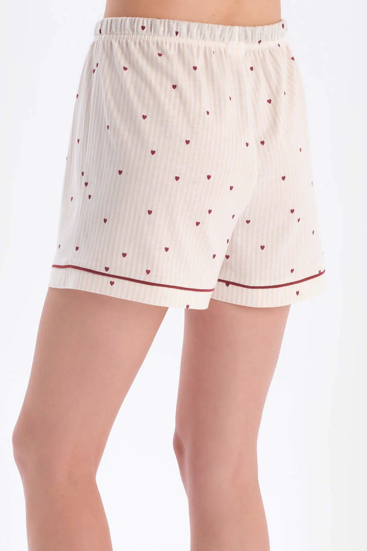 Bordo-Ekru 2'Li Modal Örme Şort