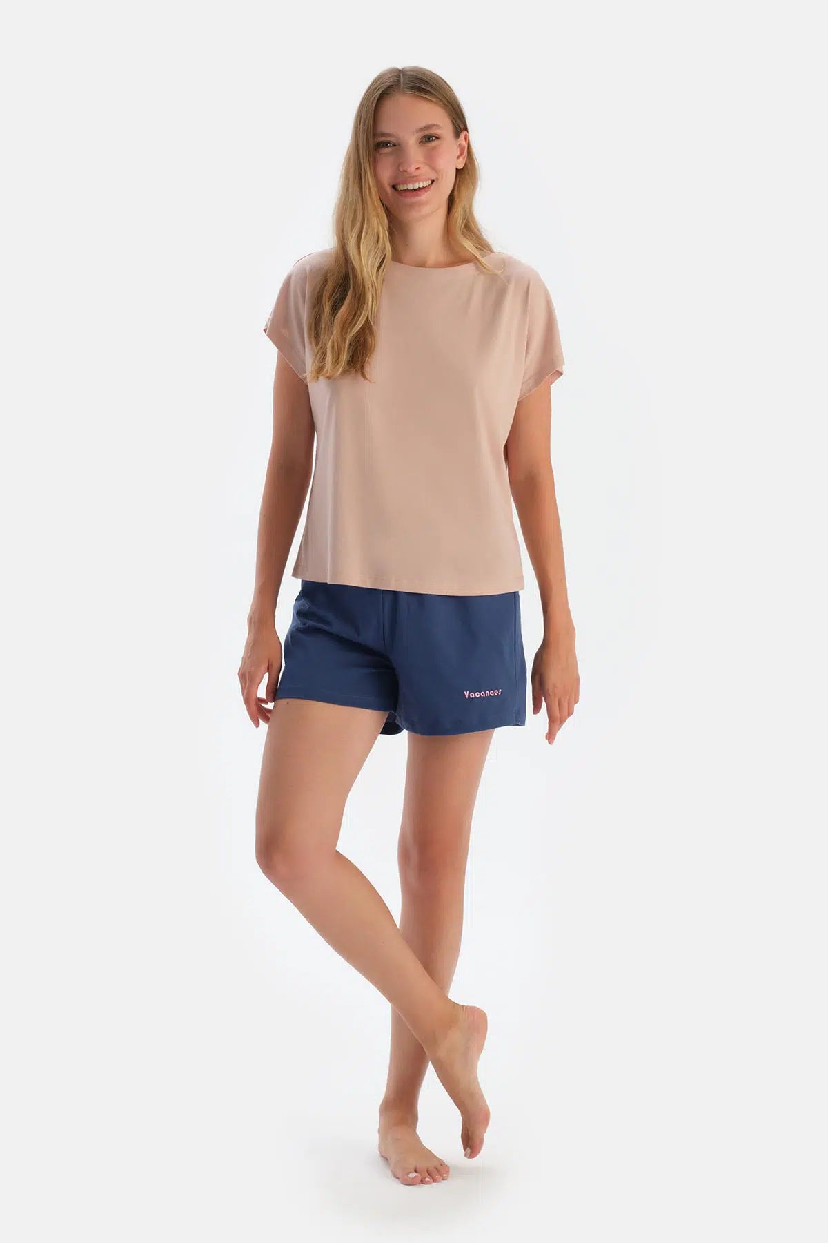 Lacivert-Mavi Baskı Detaylı 2'li Şort