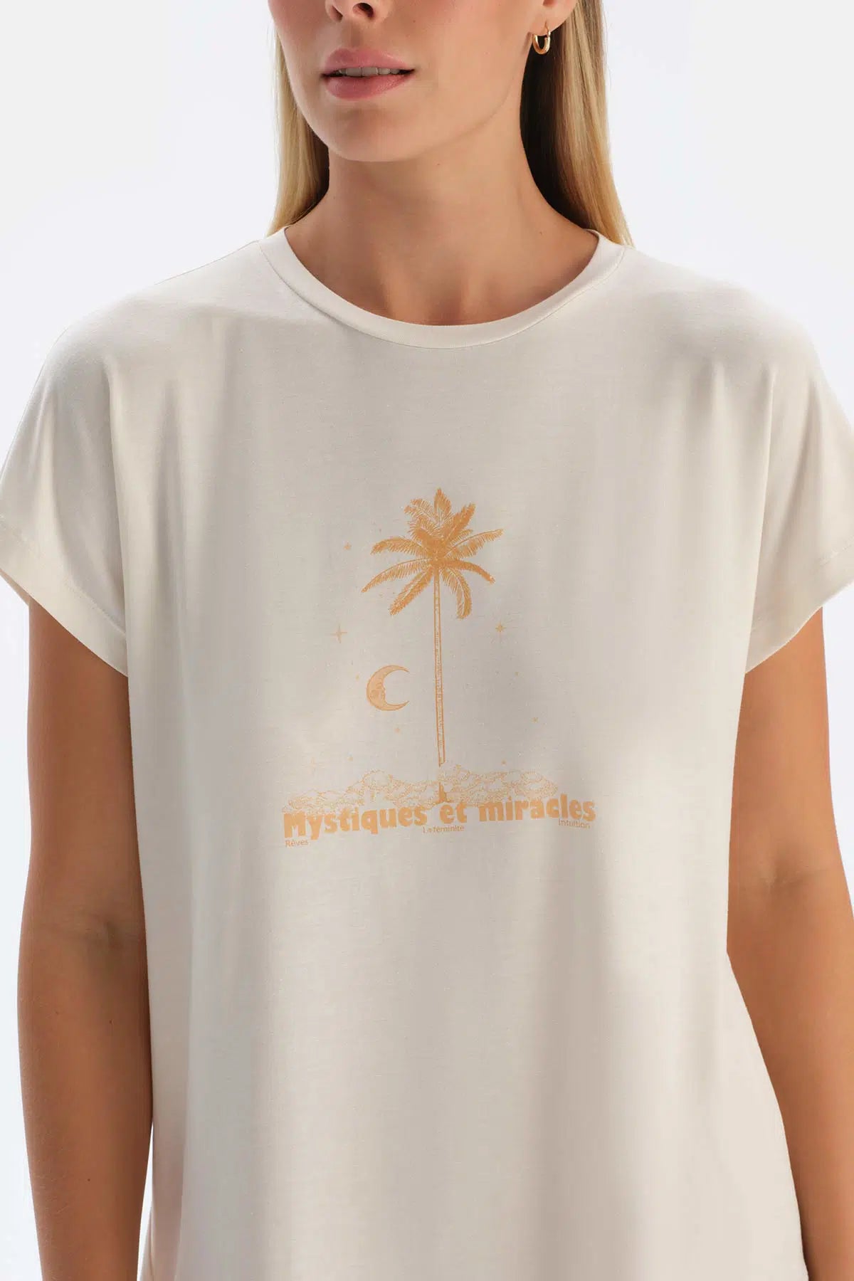 Kırık Beyaz Baskılı Modal Pijama Takımı