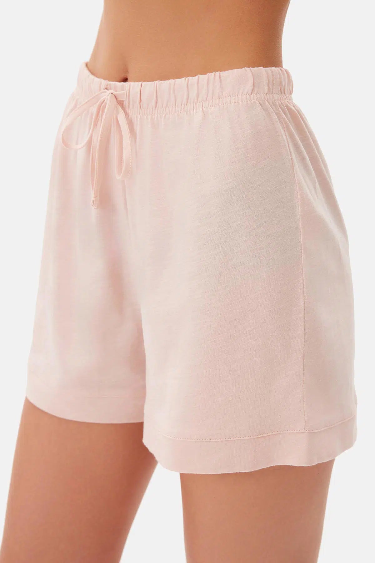 Açık Pembe Kısa Kol Gömlek Yaka Şortlu Pijama Takımı