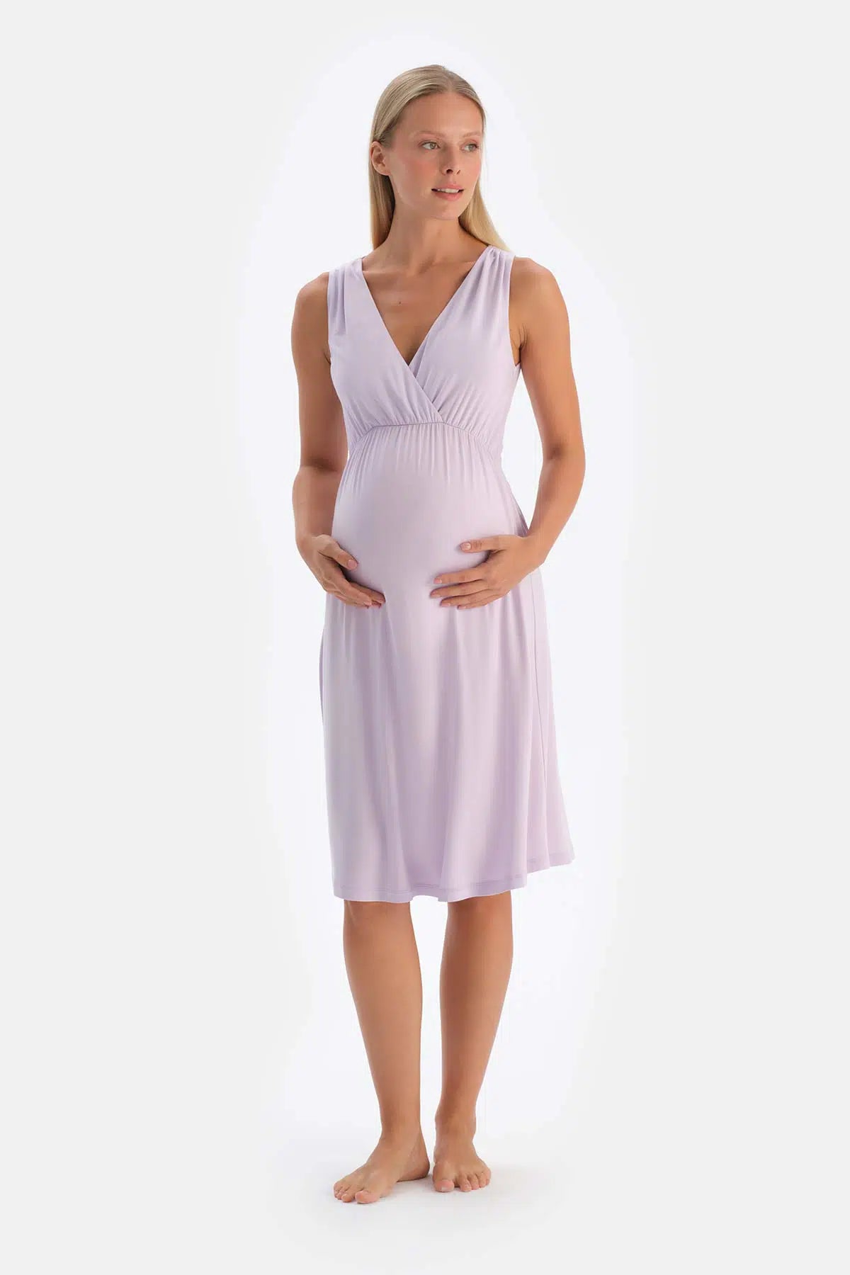 Lila Viskon Hamile Gecelik