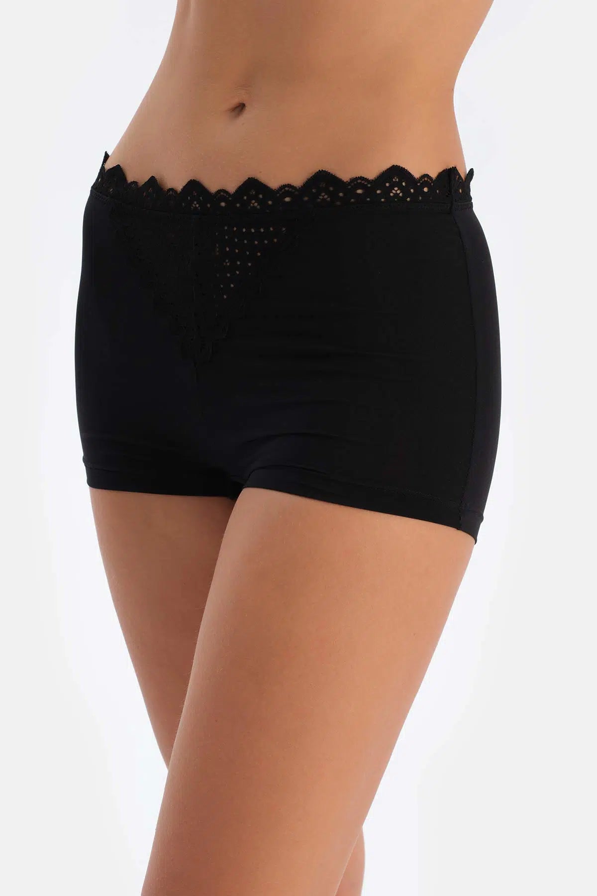 Siyah Dantel Detaylı Premıum Basıc Kadın Boxer