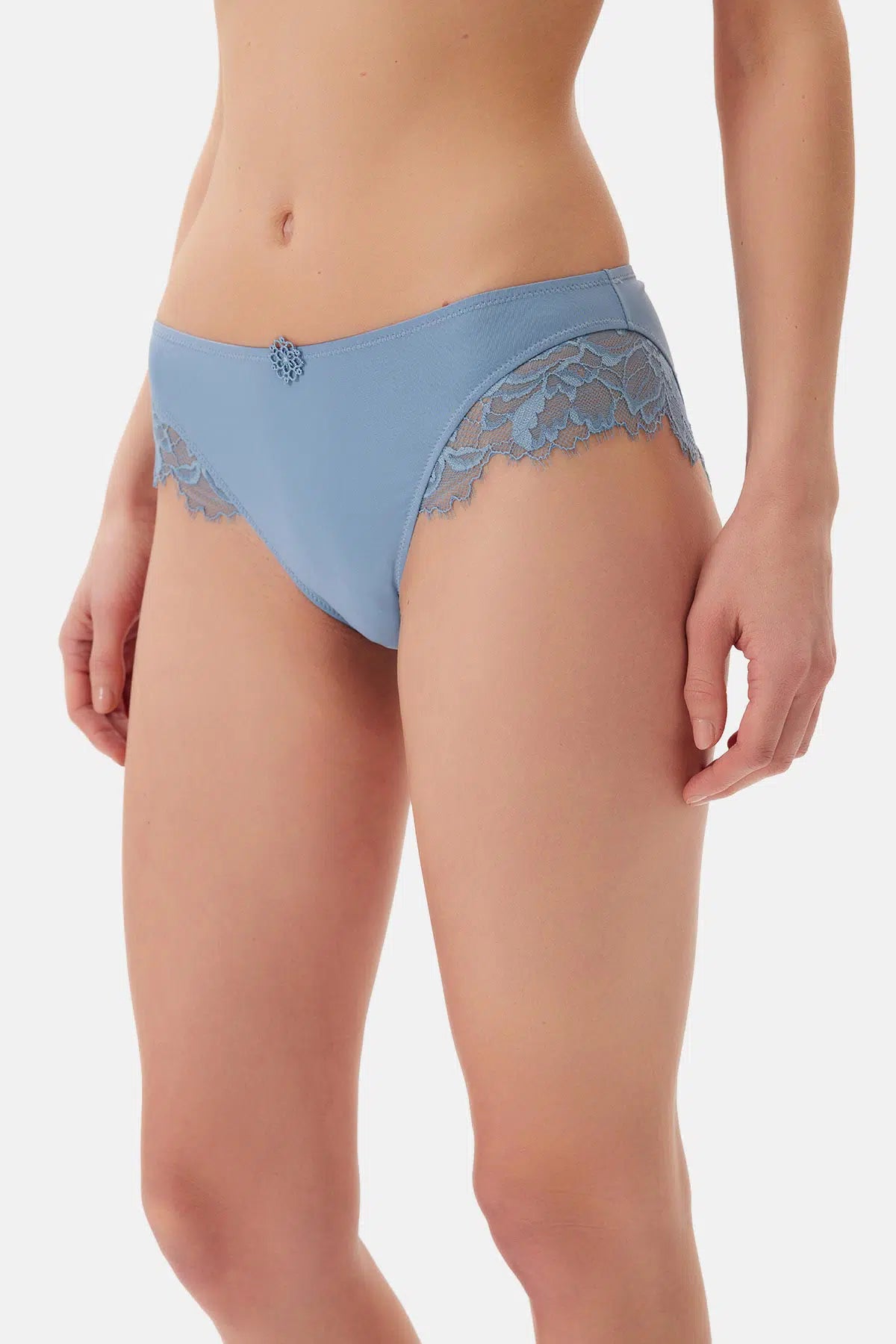 Mavi Dantel Detaylı Hıpster Külot