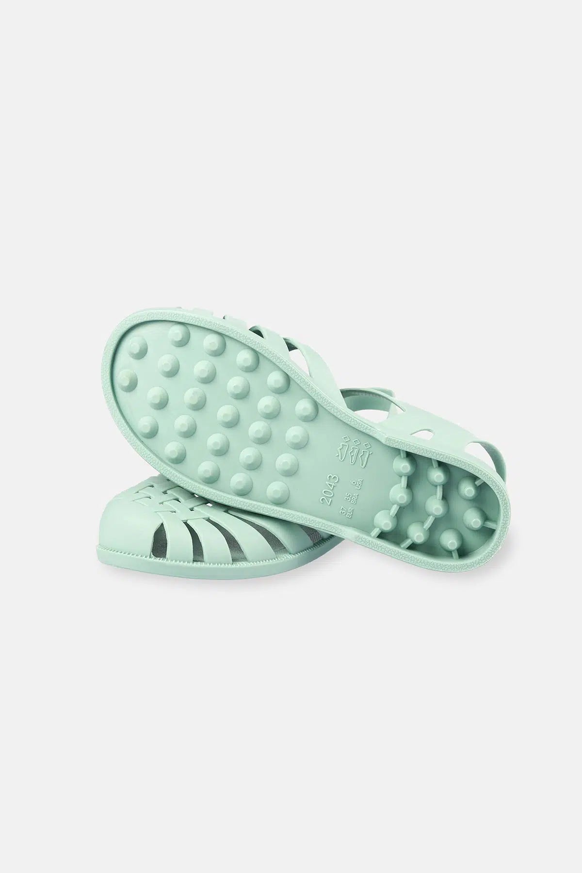 Mint Yeşili Kadın Bantlı Mat Jelly Sandalet