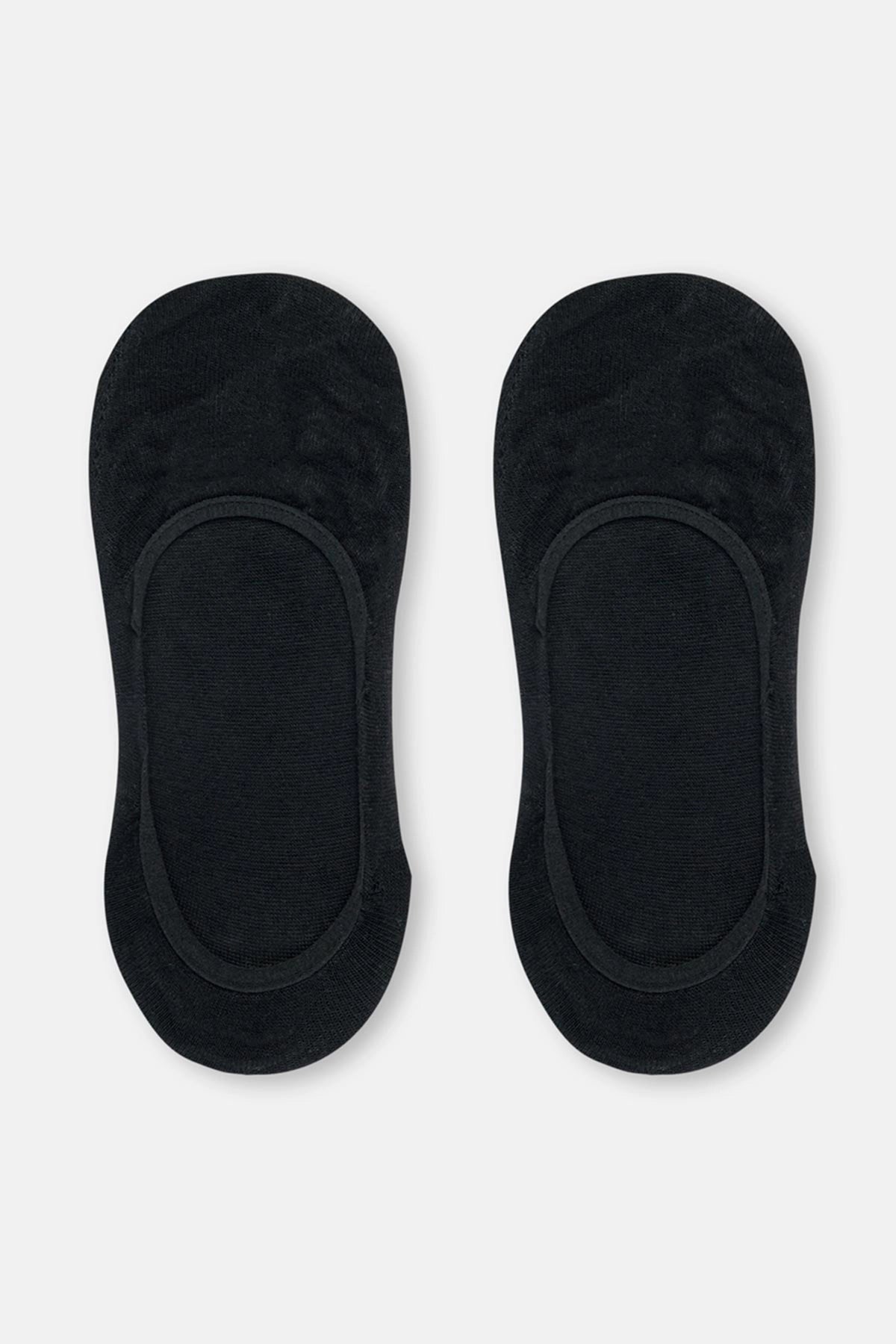 Siyah Kadın 2'Li Bambu Basıc Babet Çorap