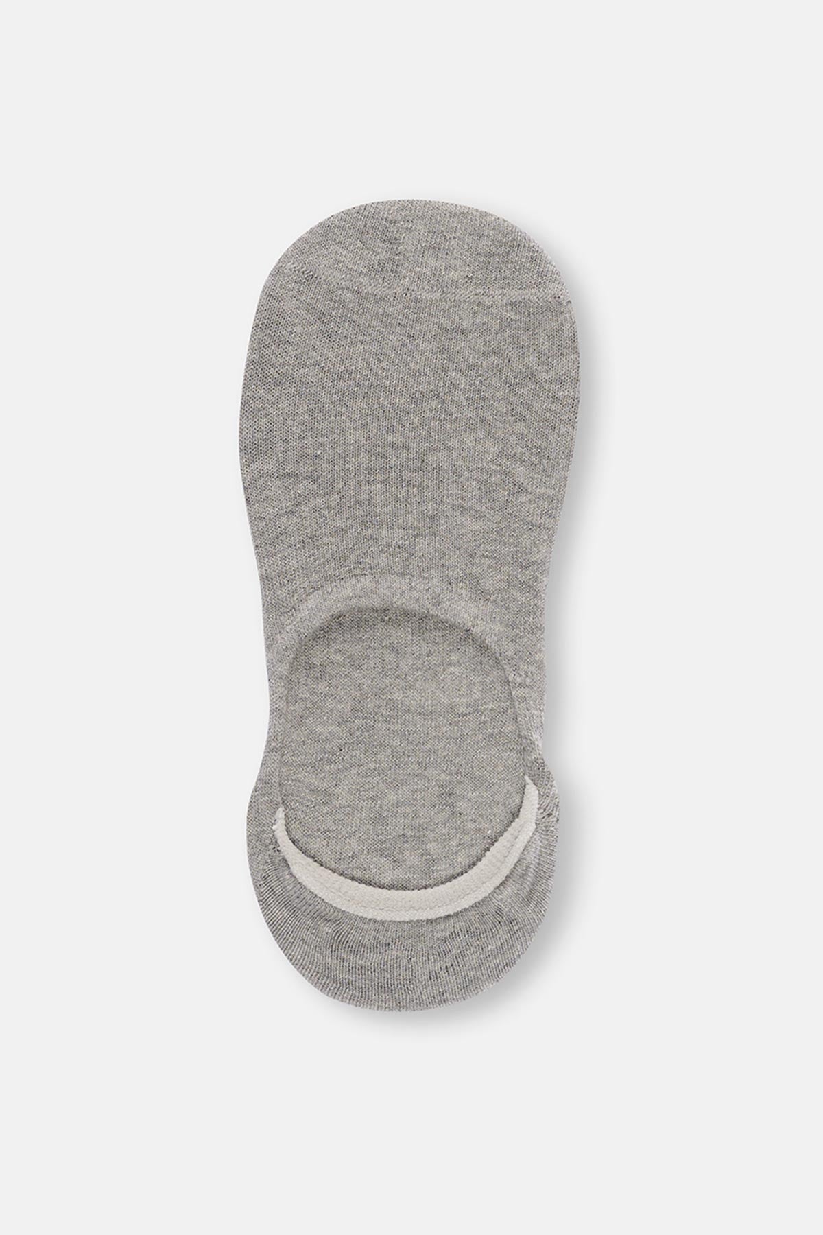 Beyaz-Gri Melanj Kadın 3'Lü Pamuklu Basıc Görünmez Çorap