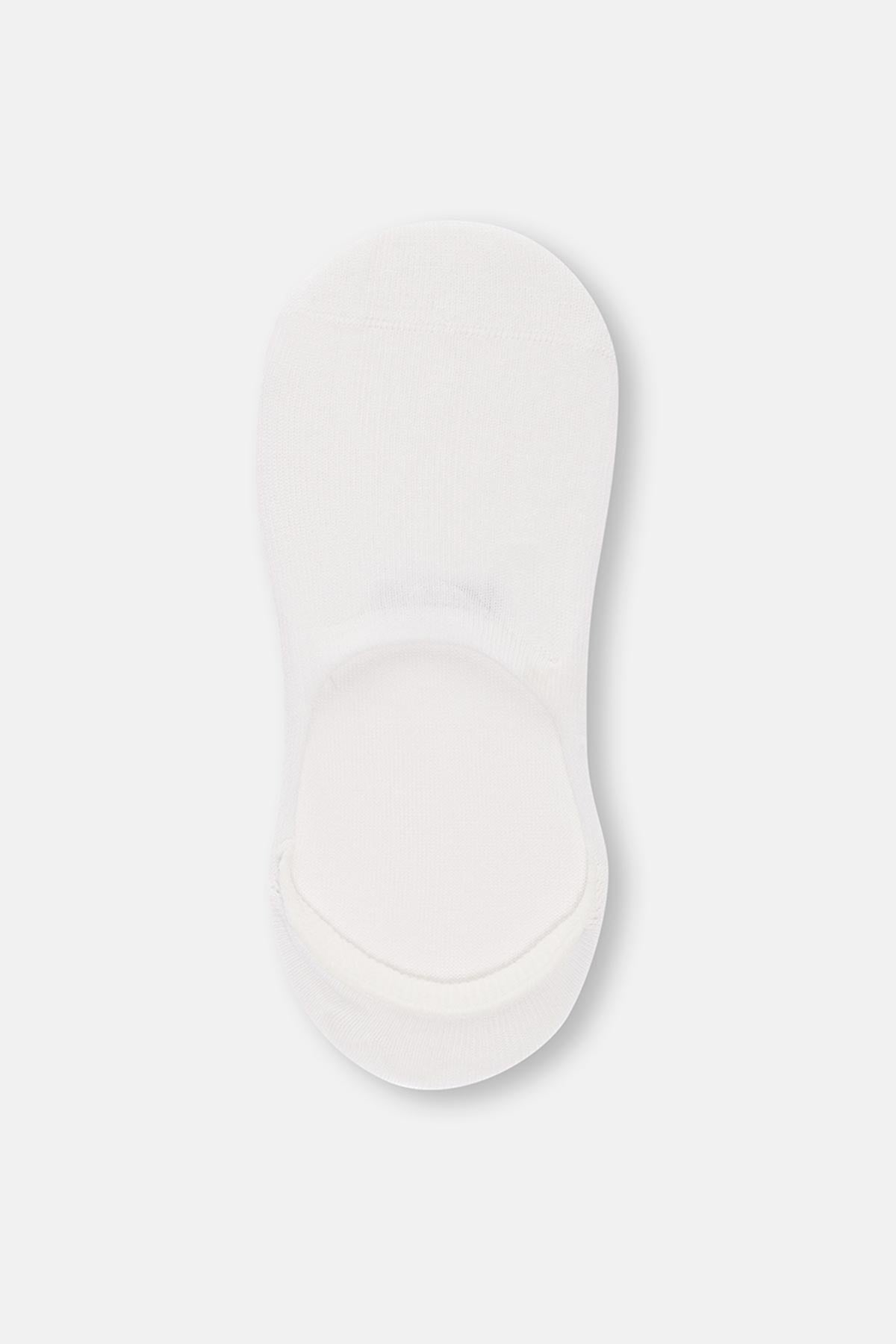 Beyaz-Gri Melanj Kadın 3'Lü Pamuklu Basıc Görünmez Çorap