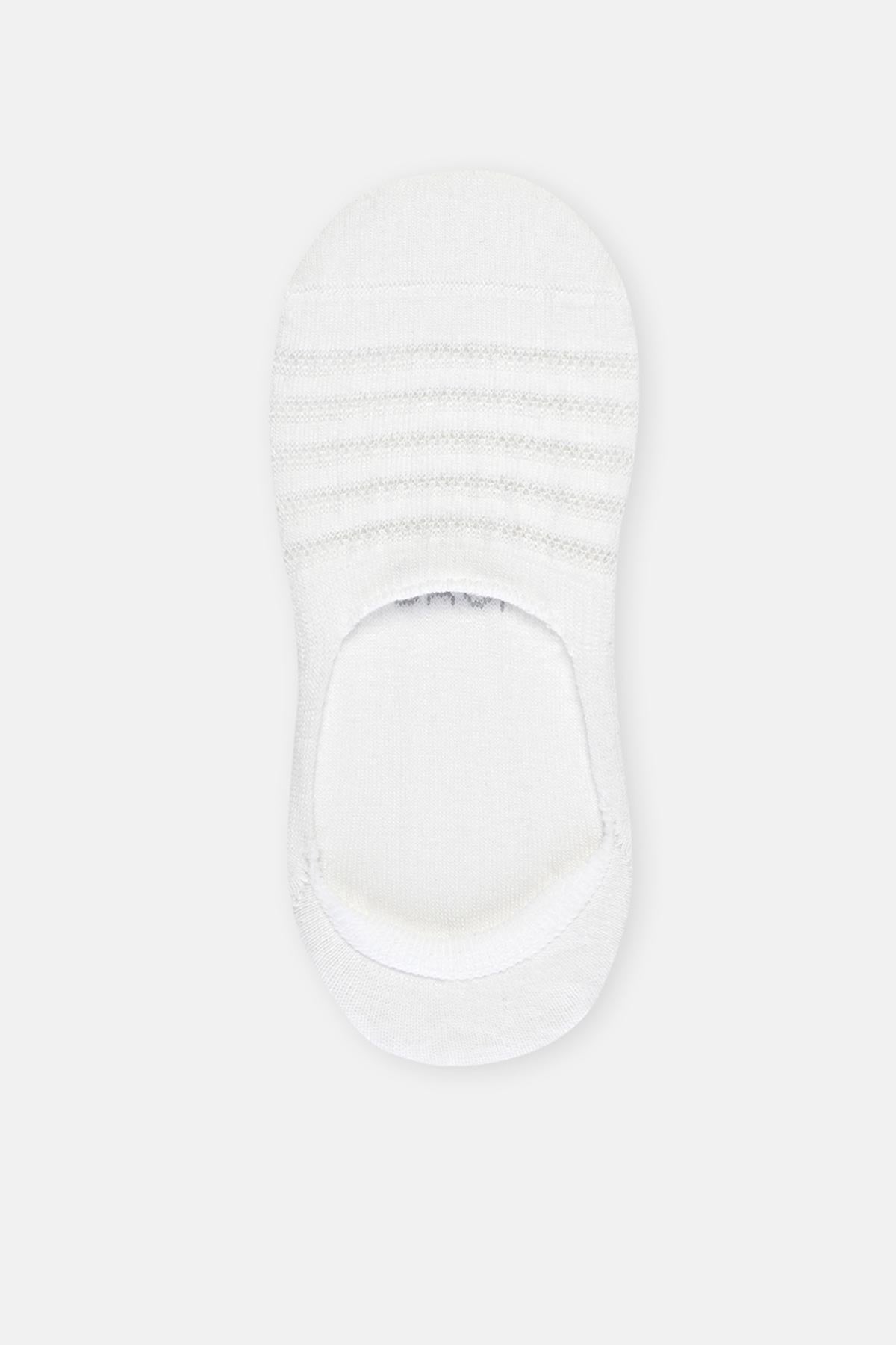 Beyaz Kadın Pamuklu Transparan Detay Görünmez Çorap