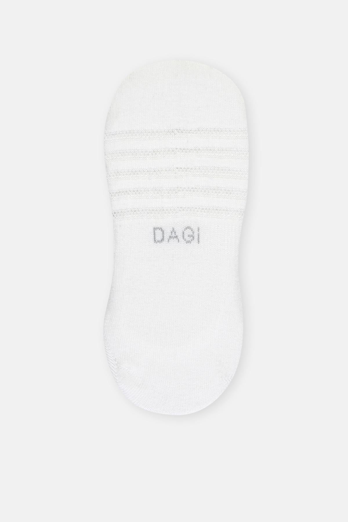 Beyaz Kadın Pamuklu Transparan Detay Görünmez Çorap