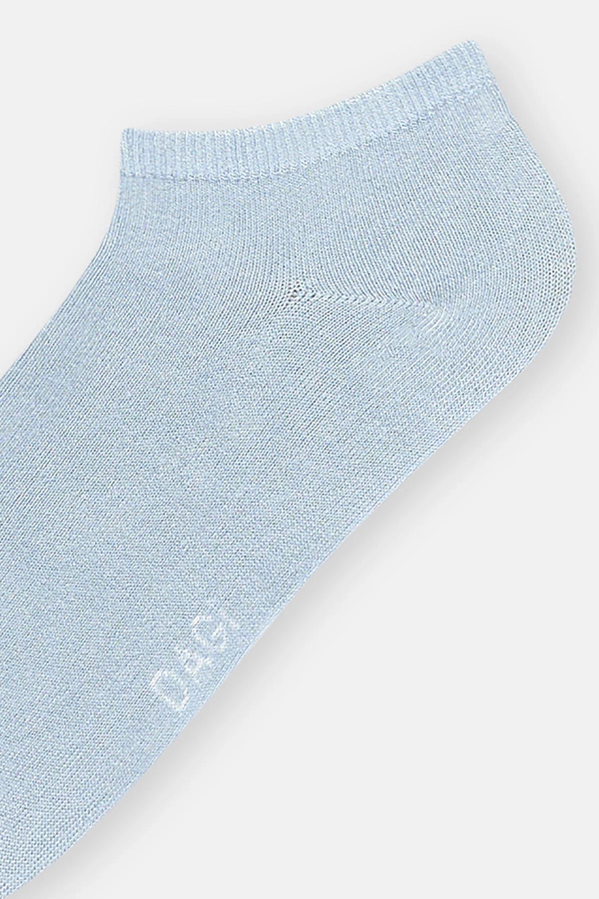 Beyaz-Mavi Kadın 2'Li Bambu Basıc Patik Çorap