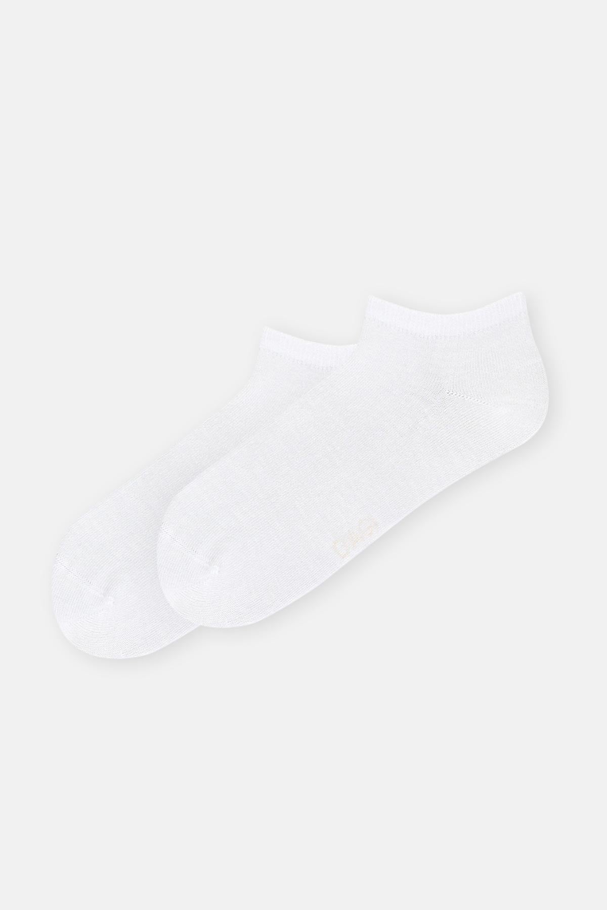 Beyaz-Somon Kadın 2'Li Bambu Basıc Patik Çorap