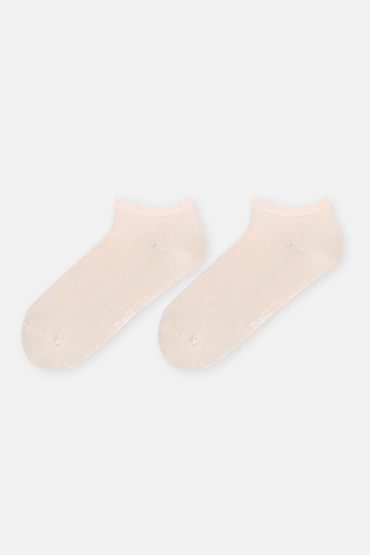 Beyaz-Somon Kadın 2'Li Bambu Basıc Patik Çorap