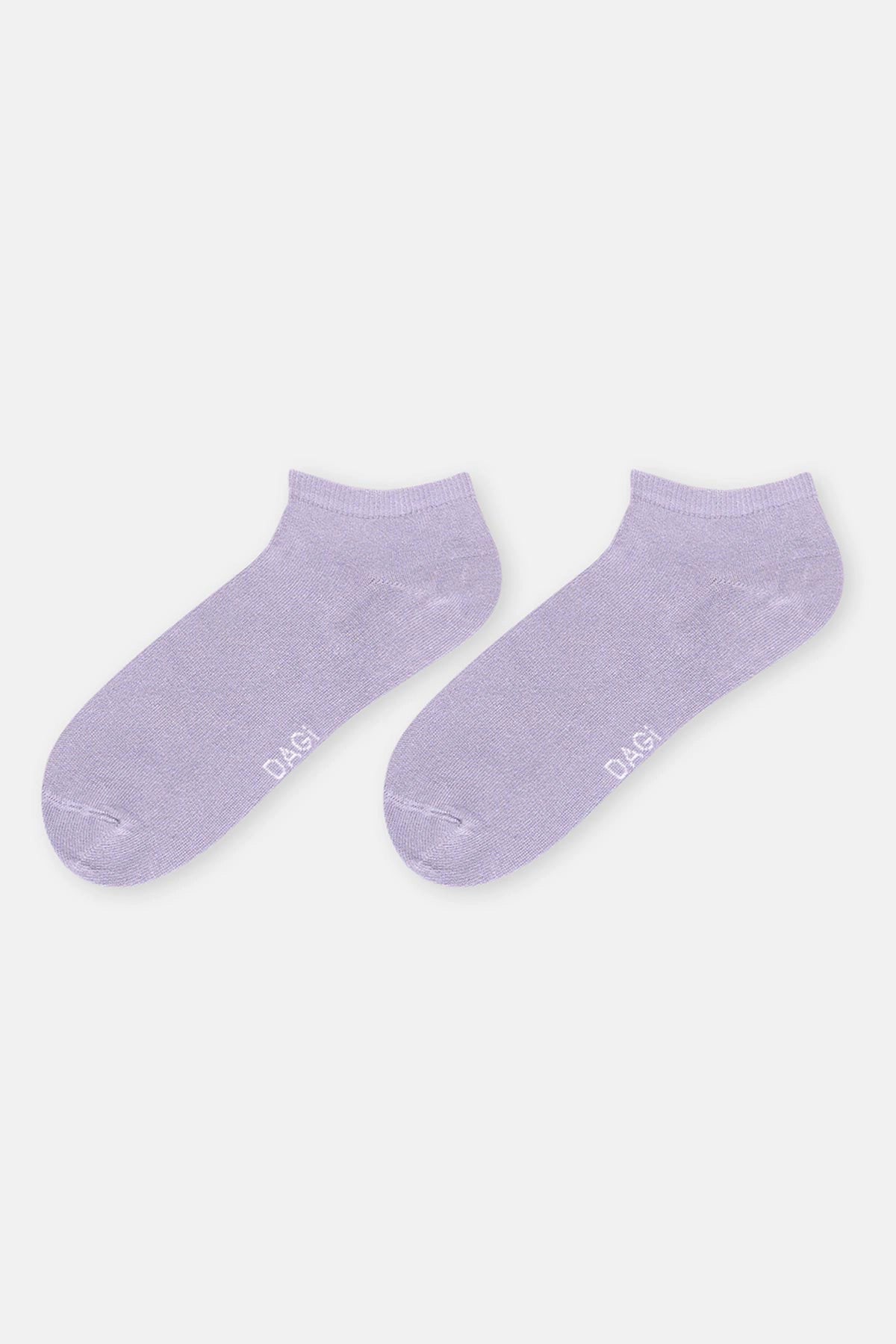 Beyaz-Lila Kadın 2'Li Bambu Basıc Patik Çorap