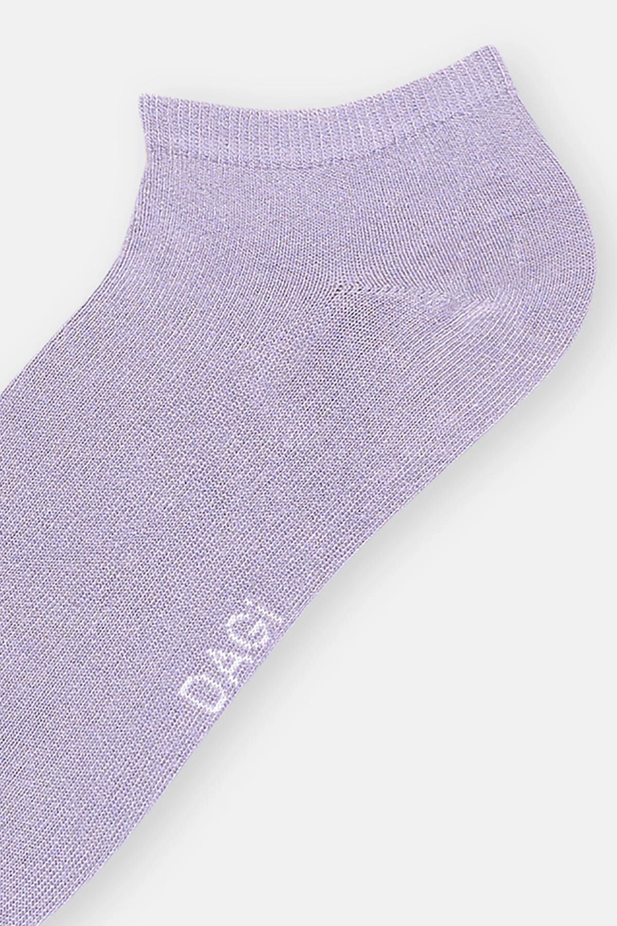 Beyaz-Lila Kadın 2'Li Bambu Basıc Patik Çorap