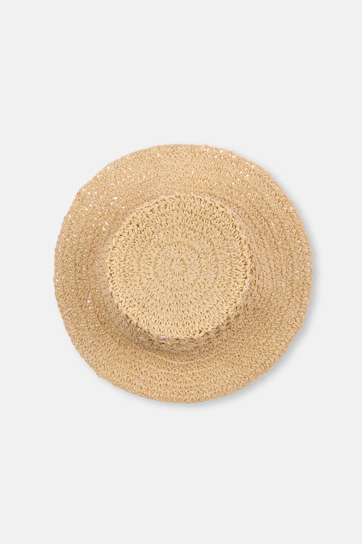 Bej Delikli Hasır Şapka